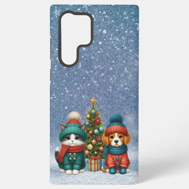 Funda Para Samsung Galaxy Navidades de cachorro y gatito (Reverso )