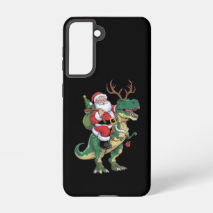 Funda Para Samsung Galaxy S21 Navidades de Santa Riding Dinosaur T-Rex Escuadrón