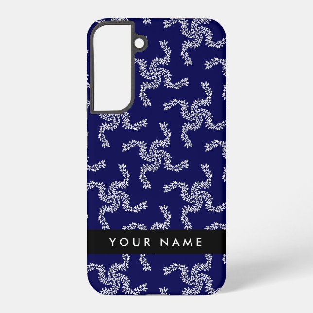 Funda Para Samsung Galaxy Navidades Garland, Blue, Su nombre, Personalizar (Reverso )