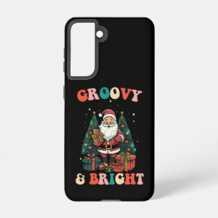 Funda Para Samsung Galaxy S21 Navidades Groovy Y Luminosos Santa Holiday Retro