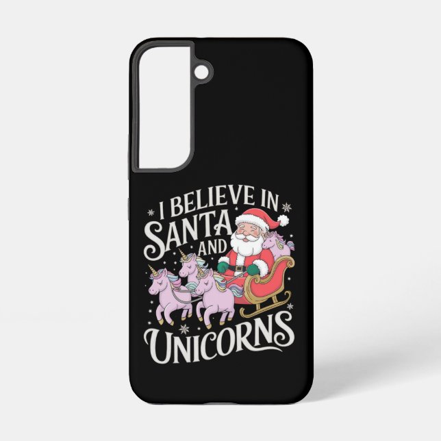 Funda Para Samsung Galaxy Navidades Que Creo En Santa Y Unicornios (Reverso )