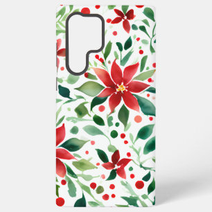 Funda Para Samsung Galaxy S22 Ultra Navidades rojos/verdes Flores Estuche de teléfono
