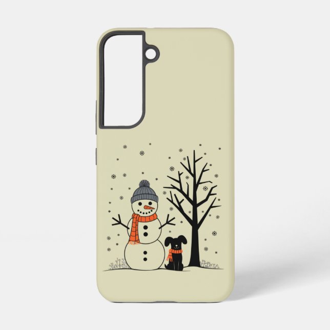 Funda Para Samsung Galaxy Navidades Snowman Xmas Dog Winter (Reverso )