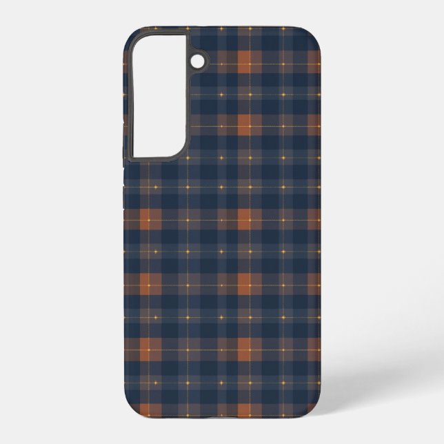 Funda Para Samsung Galaxy Navy and Brown Plaid Pattern (Reverso )