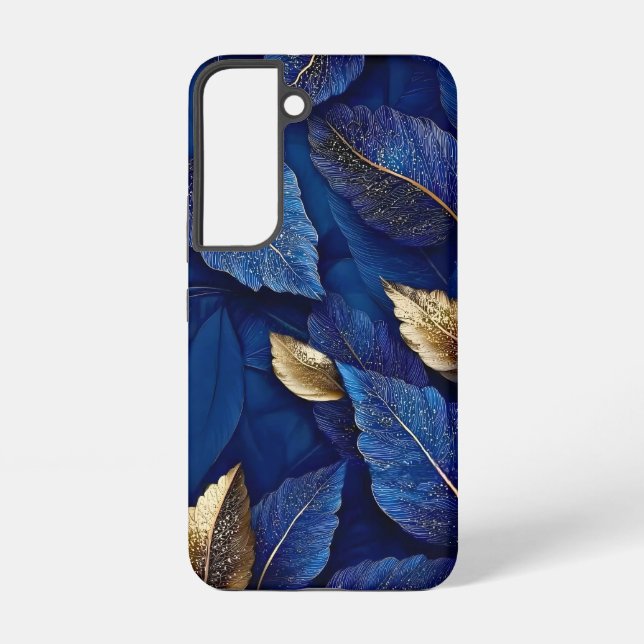 Funda Para Samsung Galaxy Navy and Gold Botanical Leaf Pattern (Reverso )