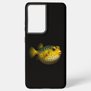 Funda Para Samsung Galaxy S21+ Negro 4 Luxe Galaxy S21 Plus, Pez globo amarillo