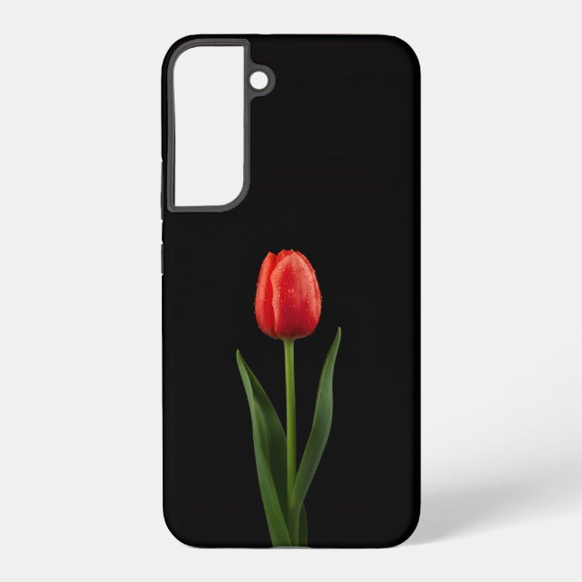 Funda Para Samsung Galaxy Negro 4 Luxe Galaxy S22 Plus, Tulipán Rojo Rubí (Reverso )