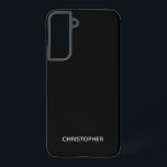 Funda Para Samsung Galaxy S22  Negro Personalizado Simple Liso<br><div class="desc">Esta funda de teléfono cuenta con un nombre personalizado en una tipografía de bloque sobre un fondo negro simple.</div>