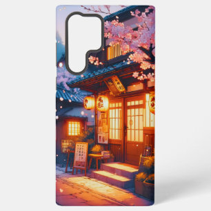 Funda Para Samsung Galaxy S22 Ultra Noche de Flor de Cerezo en el Antiguo Japón