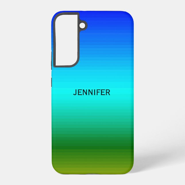 Funda Para Samsung Galaxy Nombre adicional de degradado azul y azul marino y (Reverso )
