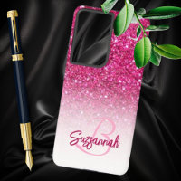 Nombre Chic Monograma Rosa Brillo Ombre