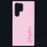 Funda Para Samsung Galaxy S22 Ultra Nombre cursivo del Personalizado rosado rosado ros<br><div class="desc">¡Este es un estuche de teléfono galaxy con nombre cursivo de Personalizado rosa caliente de la goma de burbujas!</div>