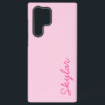 Funda Para Samsung Galaxy S22 Ultra Nombre cursivo del Personalizado rosado rosado ros<br><div class="desc">¡Este es un estuche de teléfono galaxy con nombre cursivo de Personalizado rosa caliente de la goma de burbujas!</div>