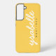 Funda Para Samsung Galaxy Nombre de guión negrita simple amarillo mostaza (Back)