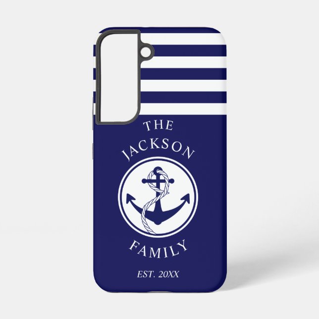 Funda Para Samsung Galaxy Nombre de la familia náutica azul de la Marina mod (Reverso )