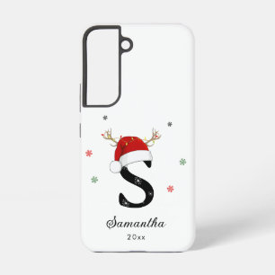 Funda Para Samsung Galaxy S22 Nombre de letra Sombrero de Santa   Monograma   In