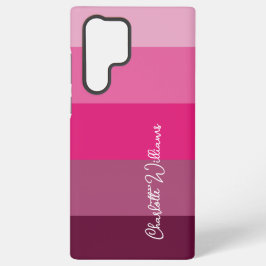 FUNDA PARA SAMSUNG GALAXY S22 ULTRA NOMBRE DE PATRÓN DE LÍNEA DE TIRA DE COLOR ROSA GO