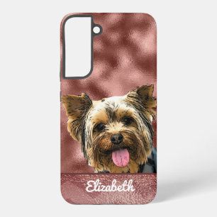 Funda Para Samsung Galaxy S22+ Nombre de perrito Yorkie rosa oro lindo Pretty Chi