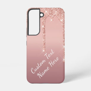 Funda Para Samsung Galaxy S22 Nombre de texto personalizado Rose Gold Blush Glit