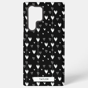Funda Para Samsung Galaxy S22 Ultra Nombre del monograma del patrón del doodle blanco