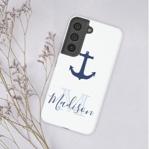 Funda Para Samsung Galaxy S22 Nombre inicial genial de ancla de marina náutica
