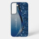 Funda Para Samsung Galaxy Nombre manuscrito Navy Purpurina Metalizado azul (Back)