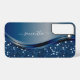 Funda Para Samsung Galaxy Nombre manuscrito Navy Purpurina Metalizado azul (Back Horizontal)