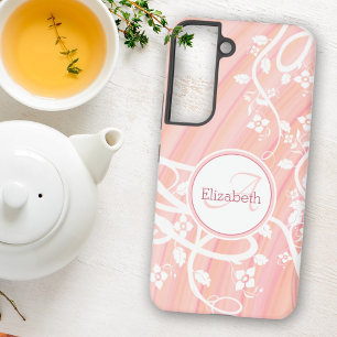 Funda Para Samsung Galaxy S22 Nombre Monograma Personalizado Femenino Floral Ros