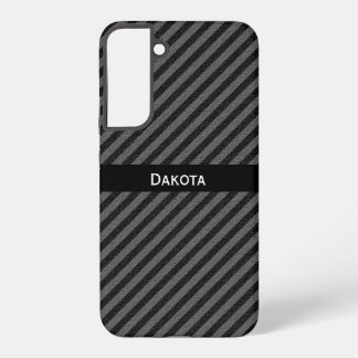 Funda Para Samsung Galaxy S22+ Nombre personalizado Bandas diagonales negras y gr