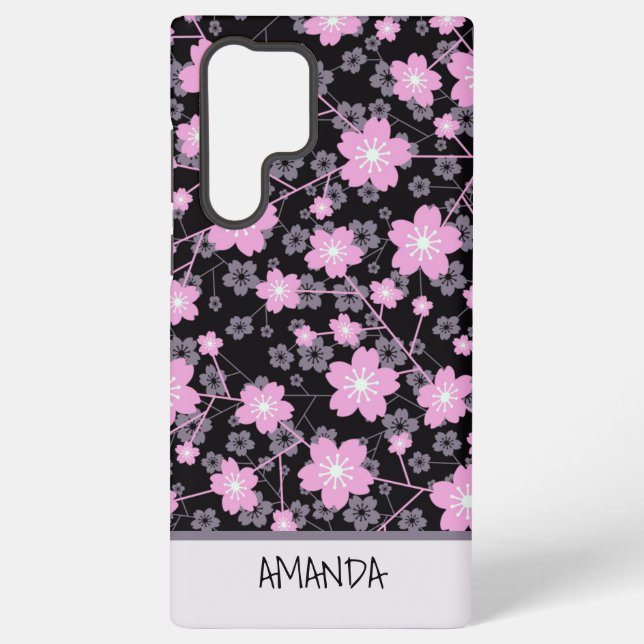 Funda Para Samsung Galaxy Nombre personalizado Cerezo Blossom patrón floral  (Reverso )