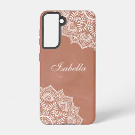 Funda Para Samsung Galaxy S21 Nombre personalizado de Boho Terracotta Mandala