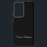 Funda Para Samsung Galaxy S21 Ultra Nombre personalizado de guión negro moderno Minima<br><div class="desc">Un diseño de tipografía de nombre simple y personalizado en un tipo de letra de escritura casual en blanco y negro monocromático impresionante. El objeto perfecto para el minimalista. Un regalo o accesorio a medida para cualquier ocasión. Debra Valencia, una visionaria artista de patrones superficiales, diseñadora de productos y emprendedora...</div>