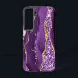 Funda Para Samsung Galaxy S22 Nombre personalizado de mármol de Purpurina de col<br><div class="desc">Fundas de Samsung Galaxy o casos de iPhone con el Purpurina de oro violeta morado Agate Geode Nombre personalizado Sparkle Marble Personalizado Cumpleaños - Aniversario o Regalo Boda / Proveedor - Añadir su nombre - Texto o Eliminar - Hacer su regalo especial - Redimensionar y mover o eliminar y agregar...</div>