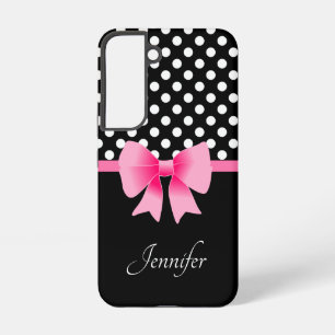 Funda Para Samsung Galaxy S22 Nombre Personalizado Elegante Lazo Rosa 