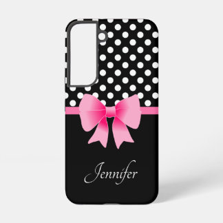Funda Para Samsung Galaxy S22 Nombre Personalizado Elegante Lazo Rosa 