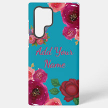 Nombre personalizado floral azul verdoso
