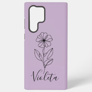 Funda Para Samsung Galaxy S22 Ultra Nombre personalizado Flower violet de febrero