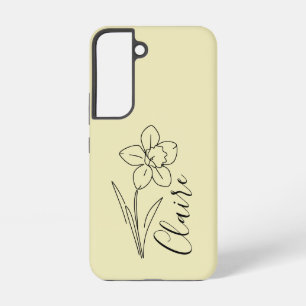 Funda Para Samsung Galaxy S22 Nombre personalizado Marzo daffodil Flor de nacimi