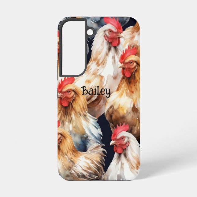 Funda Para Samsung Galaxy Nombre personalizado Pollos Hen Rooster Huevos (Reverso )