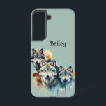 Funda Para Samsung Galaxy S22 Nombre personalizado Wolves Wolf Wildlife Nature A<br><div class="desc">Nombre personalizado Wolves Wolf Wildlife Nature Arte animal para personalizar con su nombre</div>
