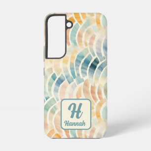 Funda Para Samsung Galaxy S22 Nombre personalizado y patrón de acuarela con mono