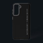 Funda Para Samsung Galaxy S21 Nombre profesional minimalista Negro<br><div class="desc">Este minimalista y moderno estuche de teléfono incluye tu nombre en un fondo negro. Personalice sus necesidades. Puedes encontrar más productos a juego en mi tienda.</div>