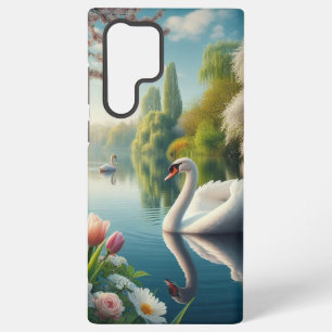 Funda Para Samsung Galaxy S22 Ultra Obra artística de primavera de lagos de cisne flor