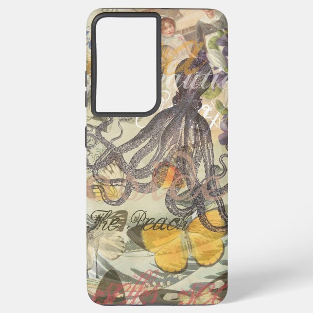 Funda Para Samsung Galaxy Octopus Beach Antique Coastal Steampunk (Reverso )