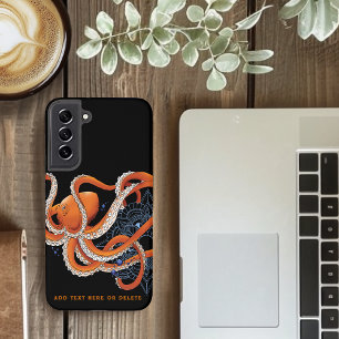 Funda Para Samsung Galaxy S22+ Octopus Naranja Mandala Blue