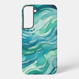 Funda Para Samsung Galaxy S22+ Olas de océano acuarela azul verdoso