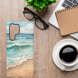 Funda Para Samsung Galaxy S22 Ultra Olas de playa Serene Watercolor - Vibes del océano