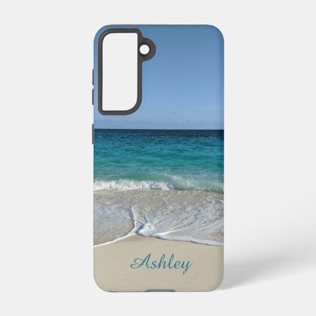 Funda Para Samsung Galaxy Olas del océano azul en una playa caribeña (Reverso )