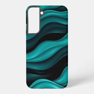 Funda Para Samsung Galaxy S22+ Olas negras y verdes patrón arte abstracto moderno