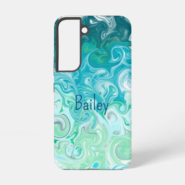 Funda Para Samsung Galaxy Ondas azules y verdes personalizadas (Reverso )